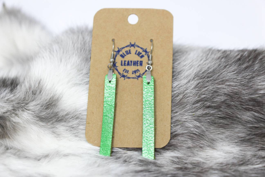 Bar Drop Leather Earrings