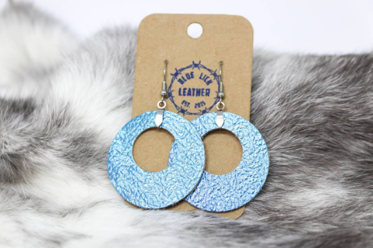 Blue 2025 leather earrings