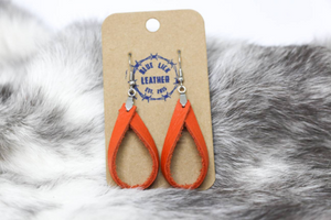 Orange - Loop Drop Leather Earrings